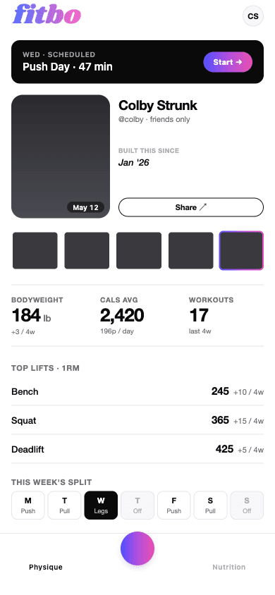 Fitbo physique profile screen